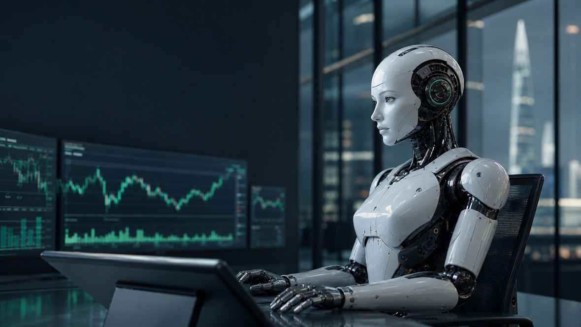 Realistic AI market analyst dashboard