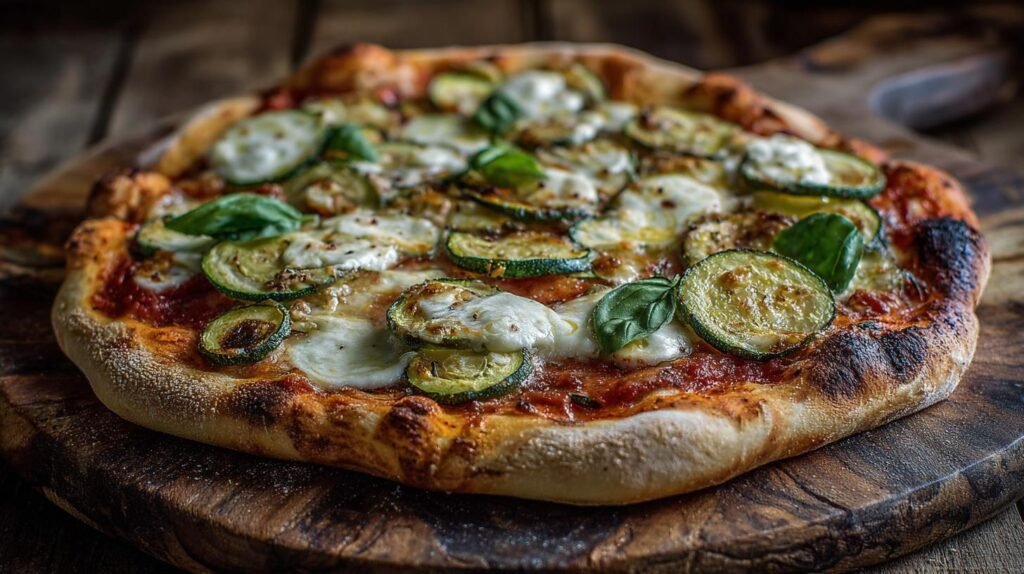 Pizza rustica con zucchine e mozzarella semplice