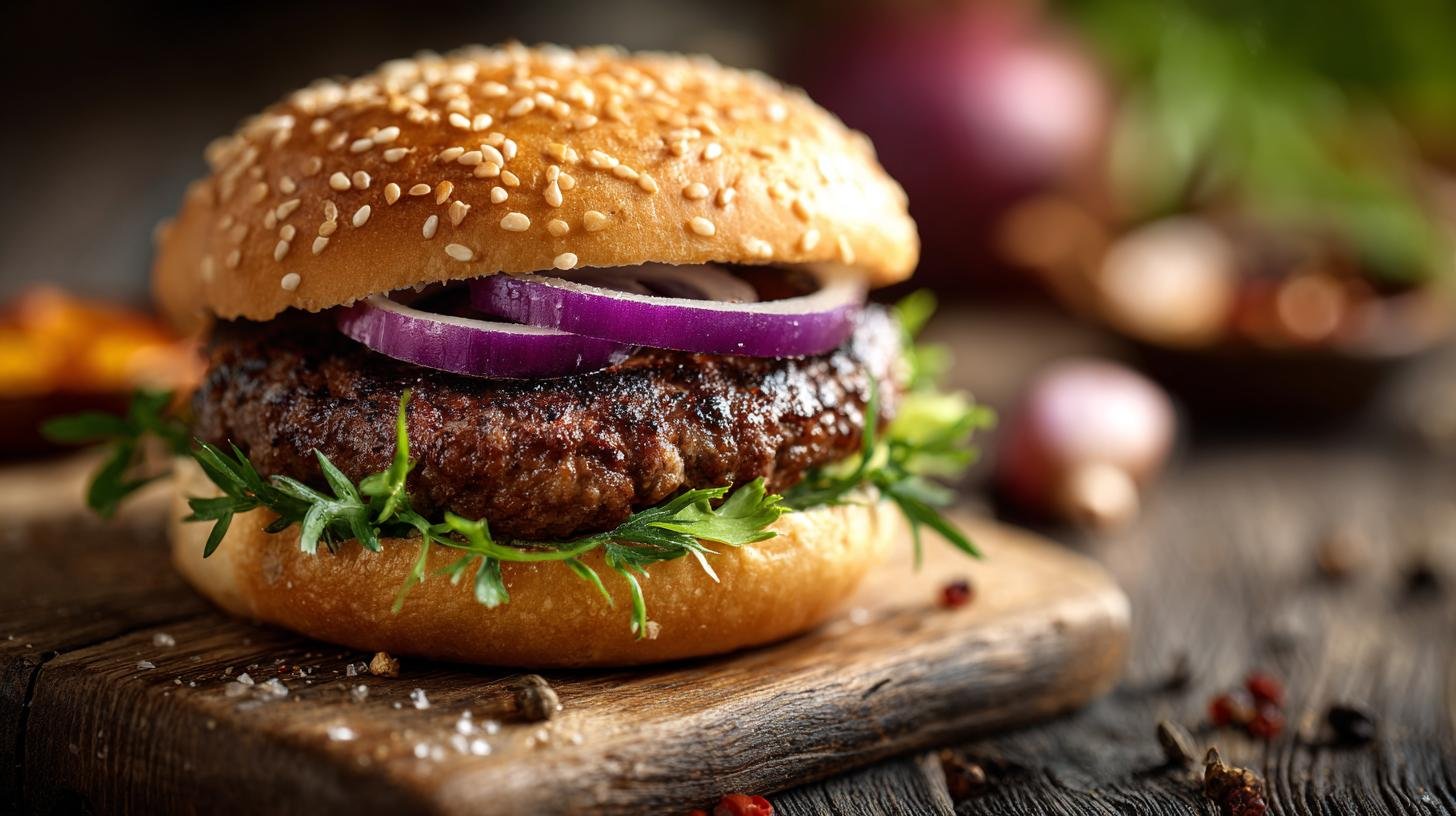 Hamburger di carne con cipolla succoso fatto in casa