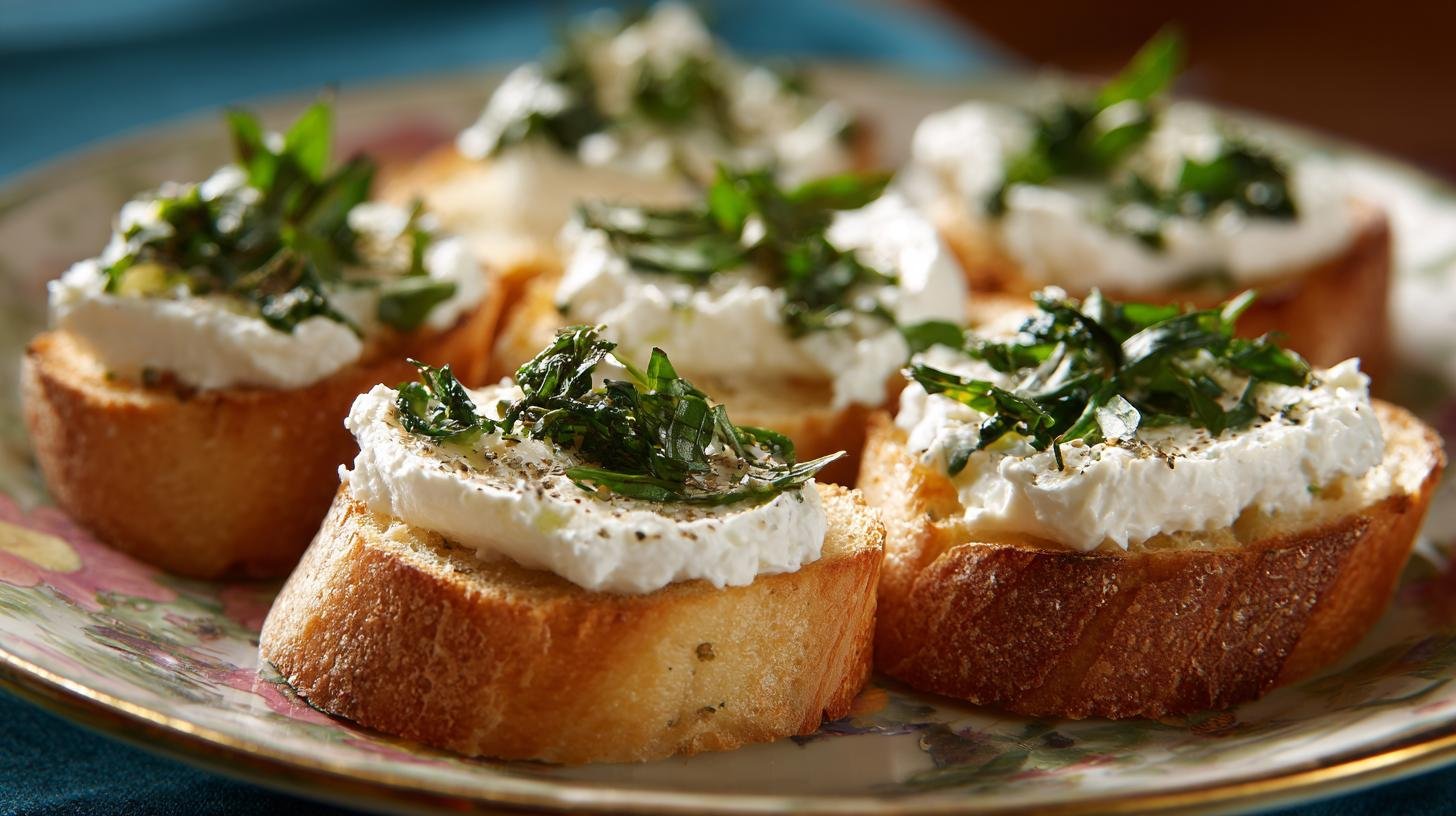 Crostini con crema di ricotta e erbe veloci