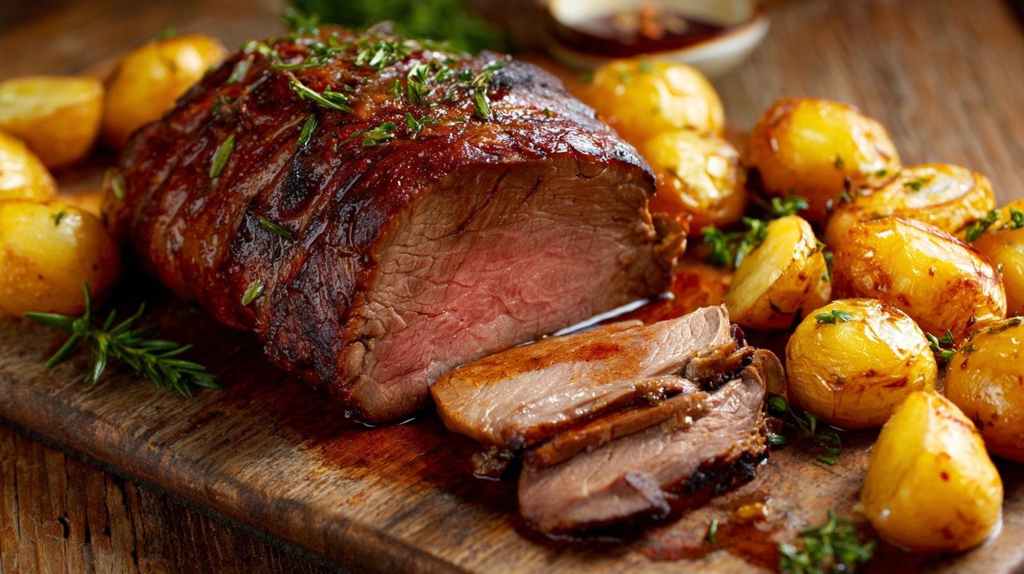 Carne con patate al forno ricca e dorata