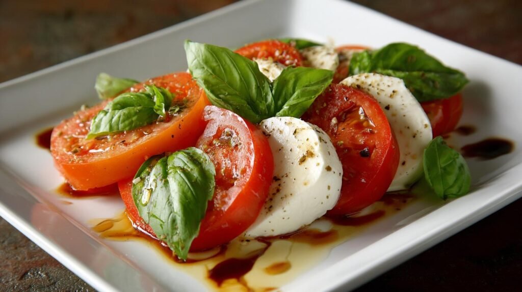 Insalata di pomodoro e mozzarella fresca per cena