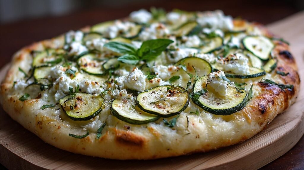 Pizza con ricotta e zucchine delicata e soffice