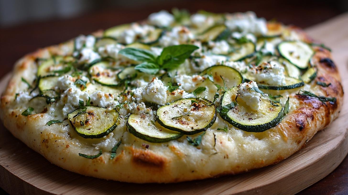 Pizza con ricotta e zucchine delicata e soffice