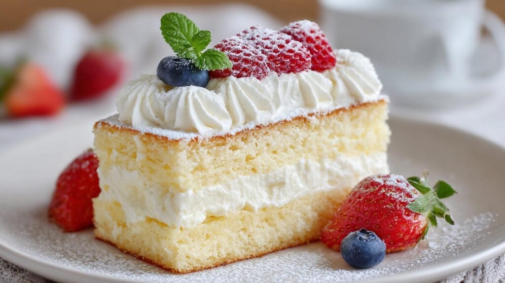 Torta alla vaniglia con crema dolce soffice