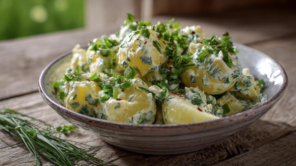 Insalata di patate con erbe fresca per pranzo