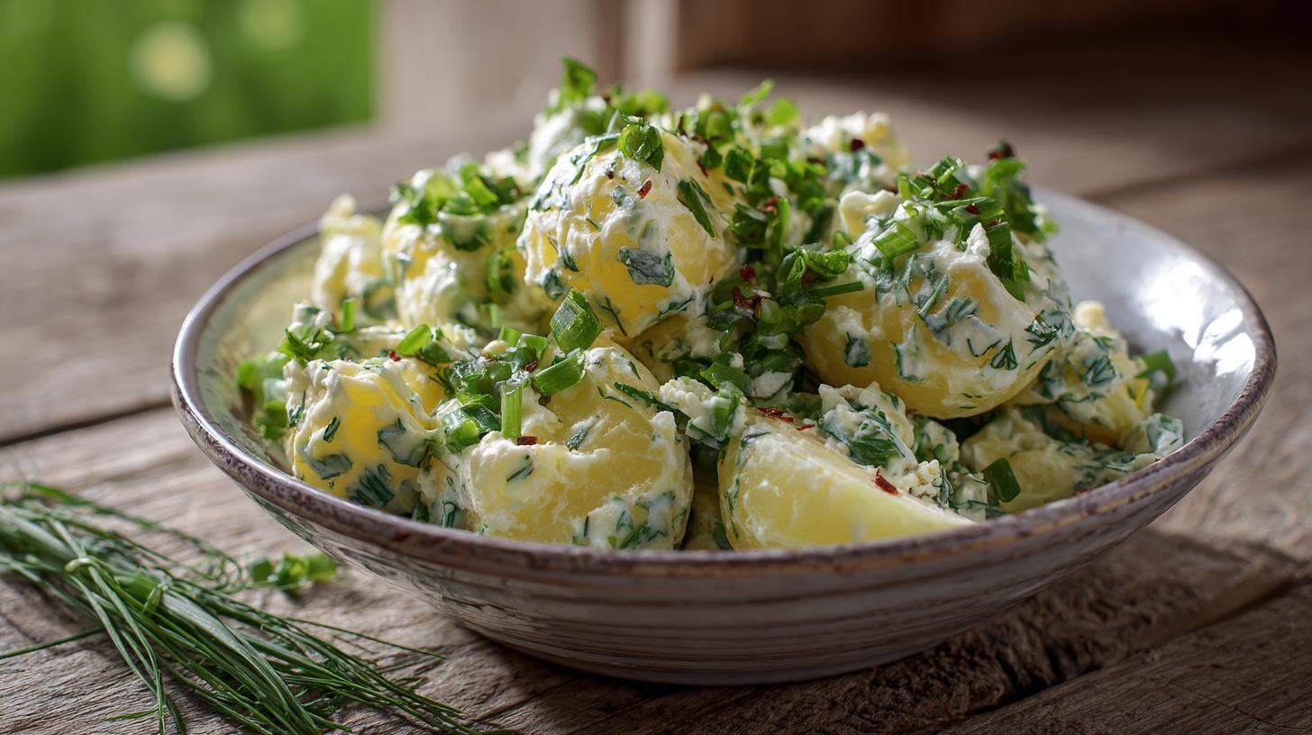 Insalata di patate con erbe fresca per pranzo