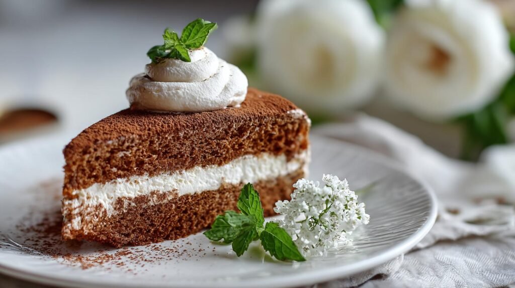 Torta al cacao con crema al latte morbida