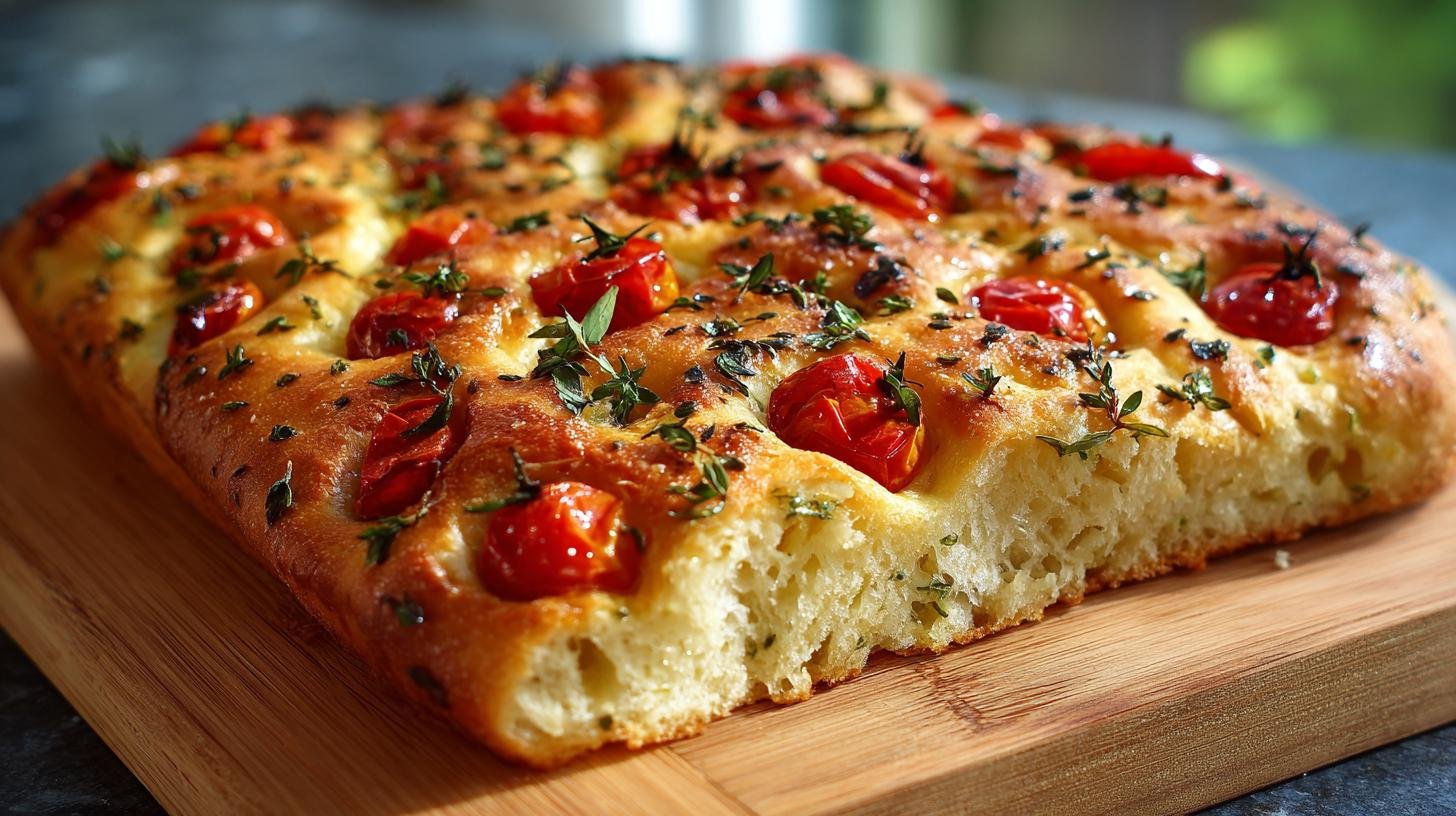 Focaccia con pomodorini e origano profumata pronta subito