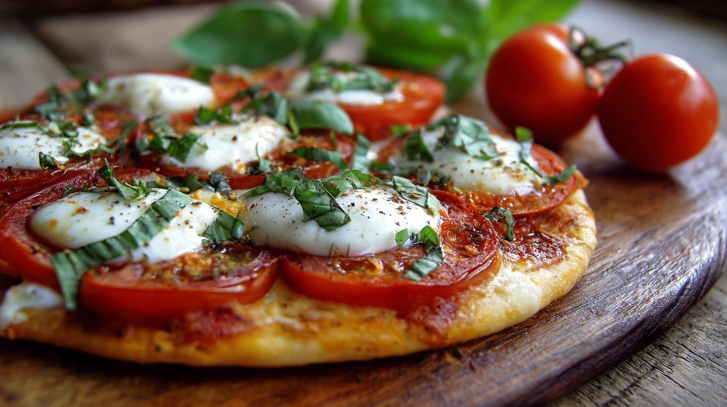 Pizza fatta in casa con pomodoro fresco e mozzarella