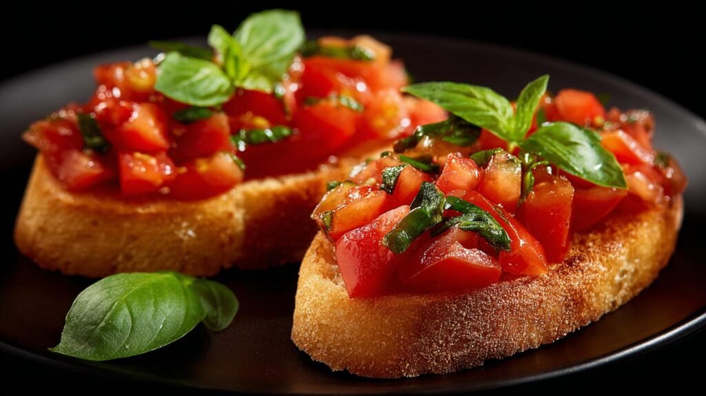 Bruschetta con pomodoro e basilico fresca e semplice