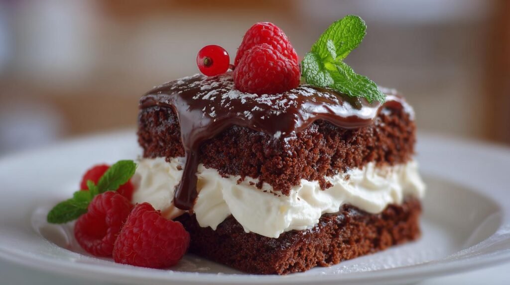 Torta al cioccolato con panna morbida per merenda