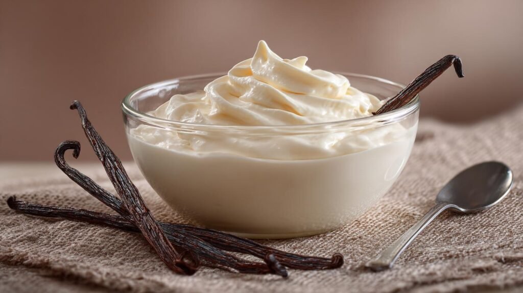 Crema dolce alla vaniglia con latte vellutata
