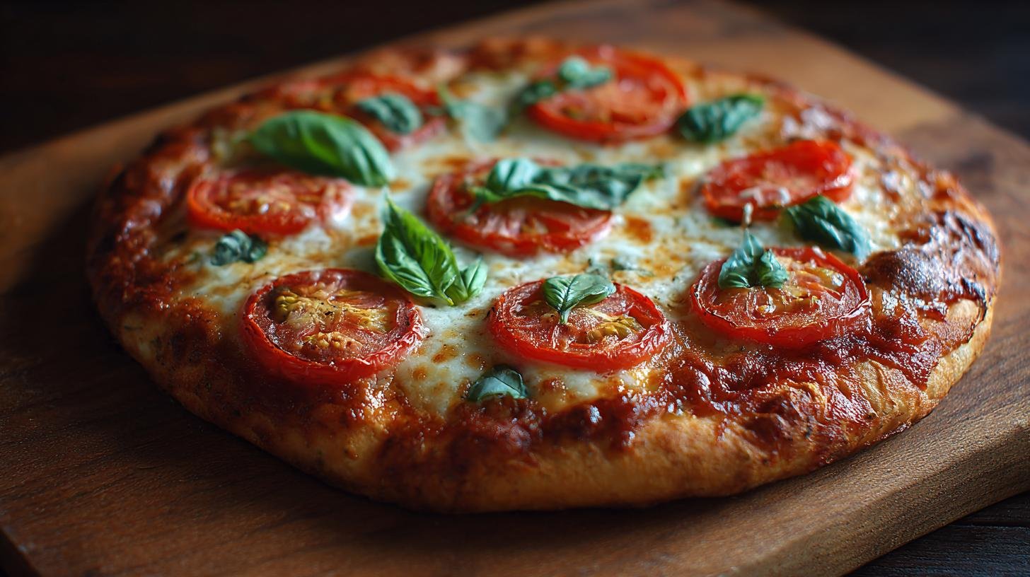 Pizza con pomodoro e basilico classica fatta in casa