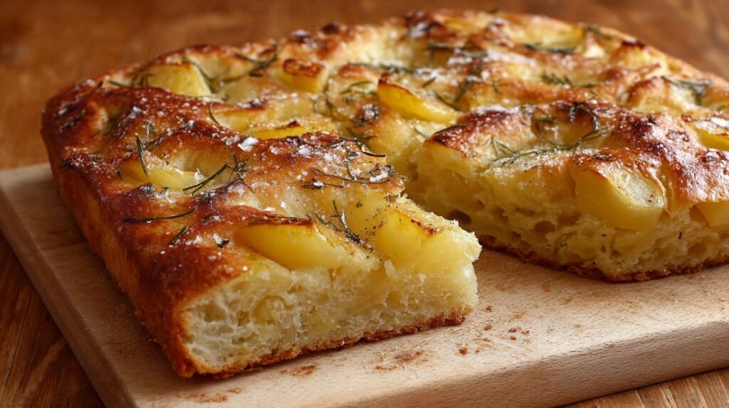 Focaccia alta con patate e sale grosso facile