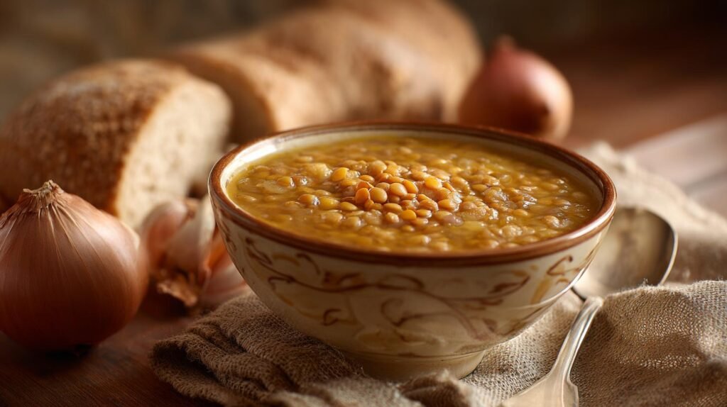 Zuppa di lenticchie con cipolla ricca e facile