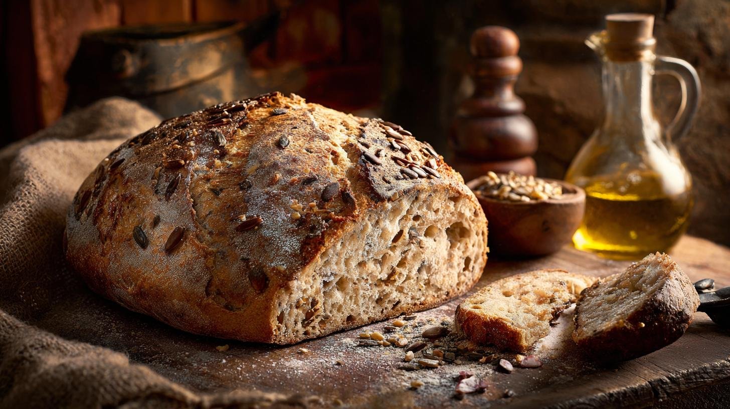 Pane casereccio con semi e olio morbido dentro