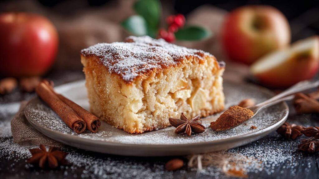 Torta di mele con zucchero e cannella per colazione