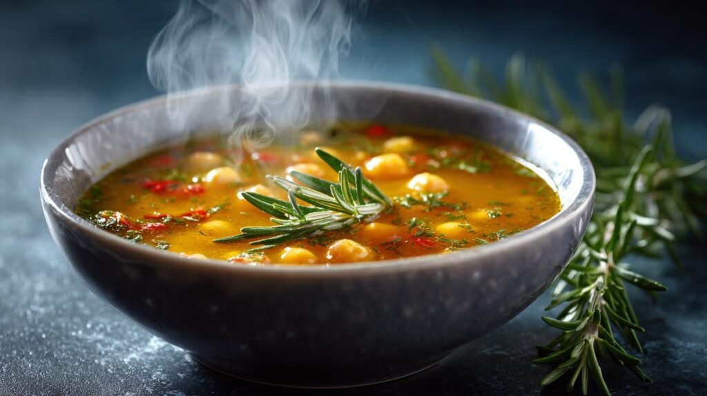 Zuppa di ceci con rosmarino ricca e profumata