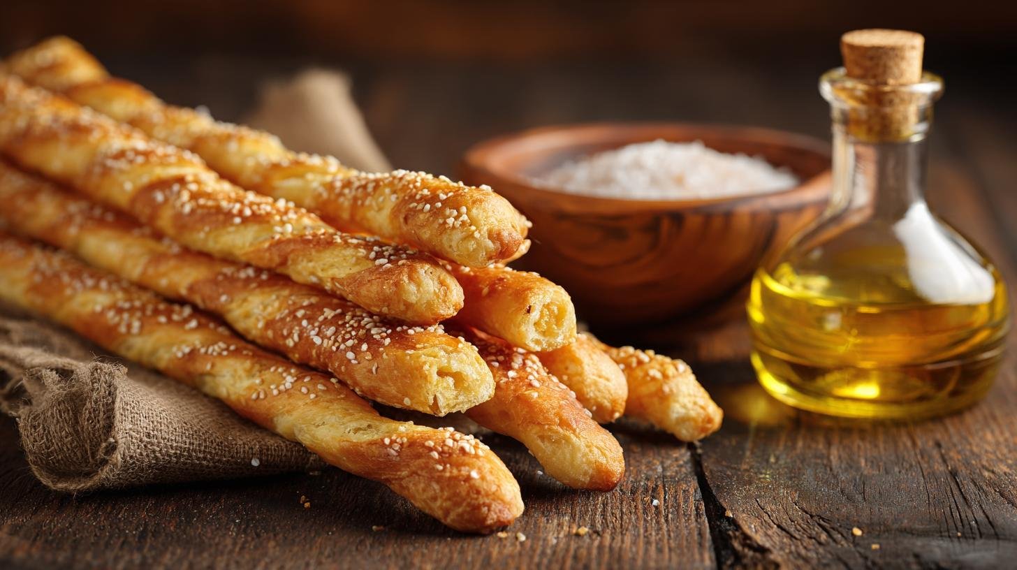 Grissini croccanti con olio e sale fatti in casa