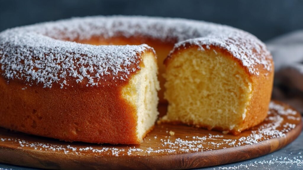 Ciambella al latte con zucchero soffice per colazione