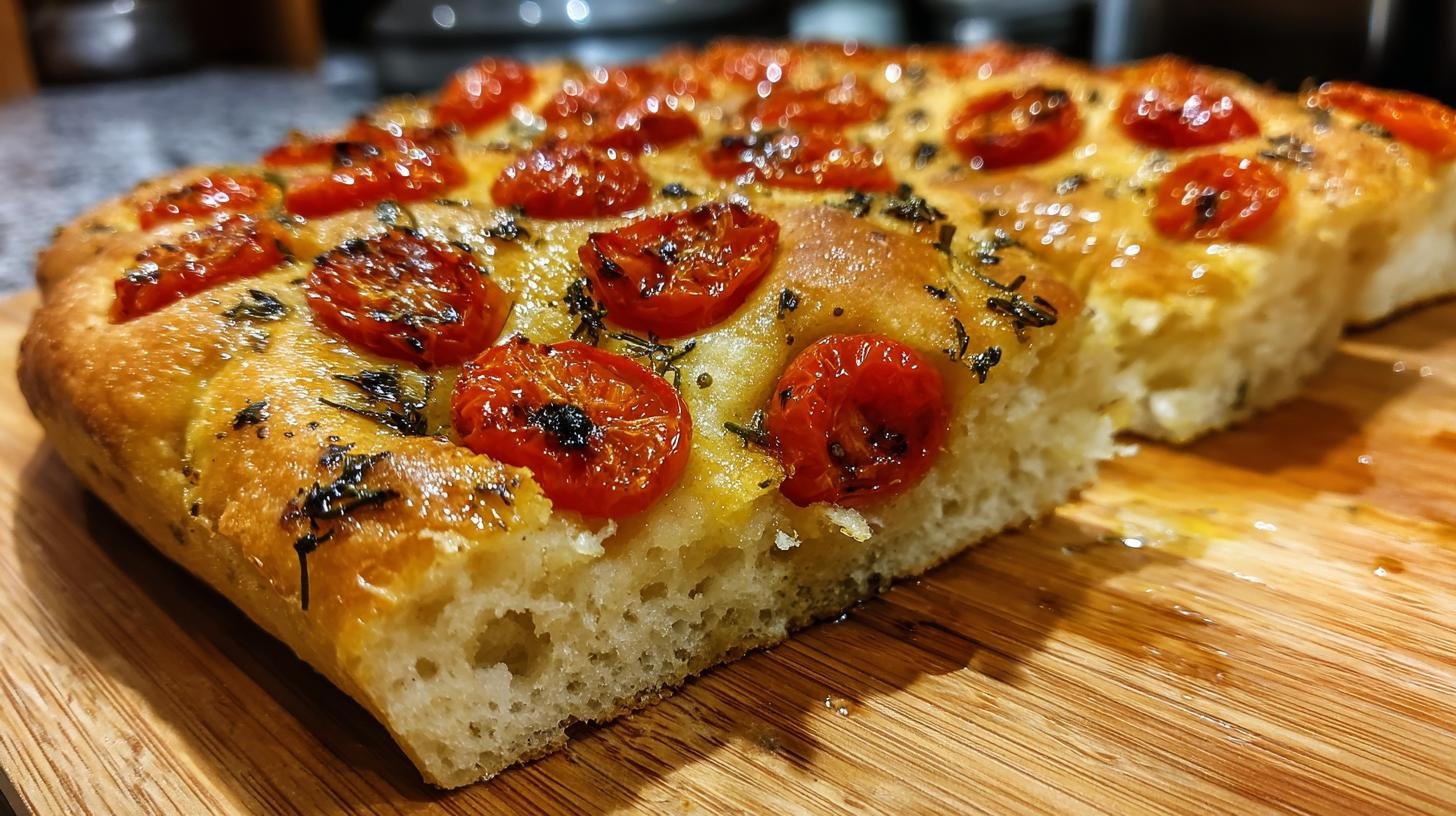 Focaccia con pomodorini e origano semplice per cena