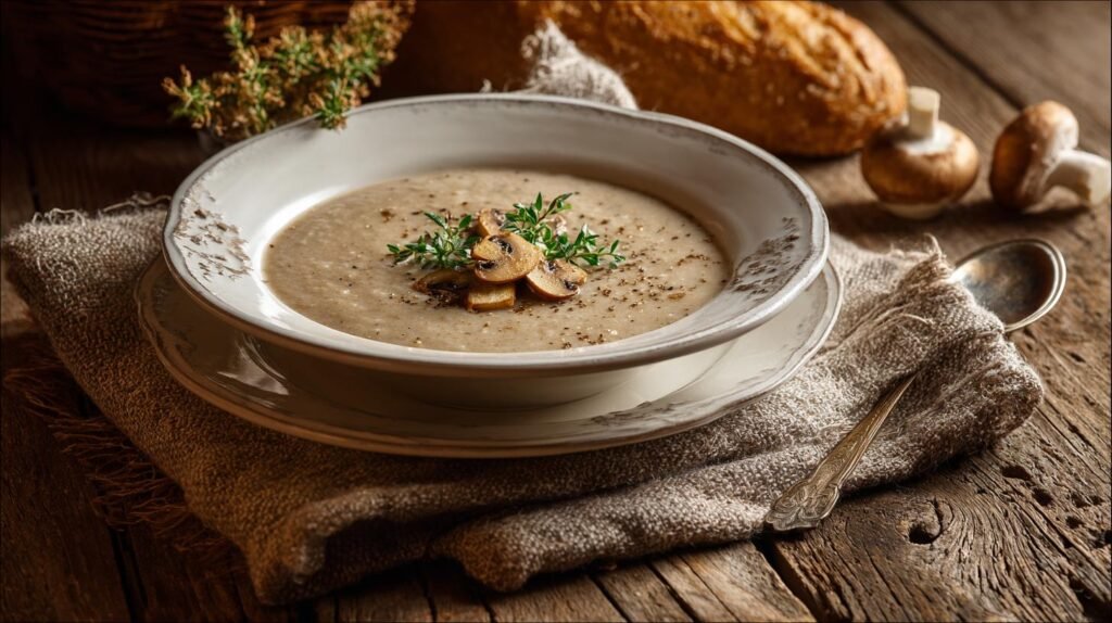 Zuppa di funghi con patate cremosa e profumata