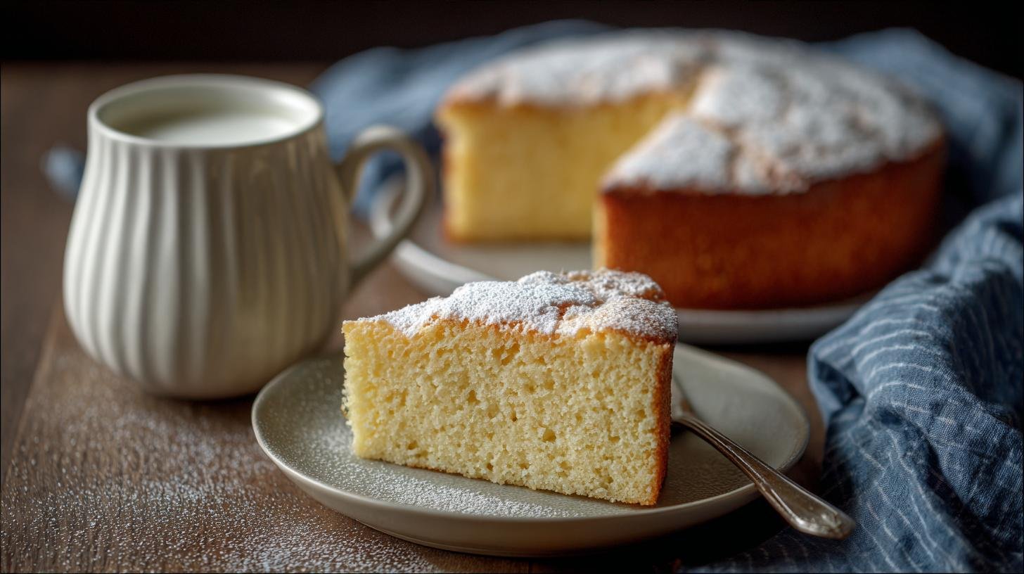 Torta semplice al latte e zucchero soffice per colazione
