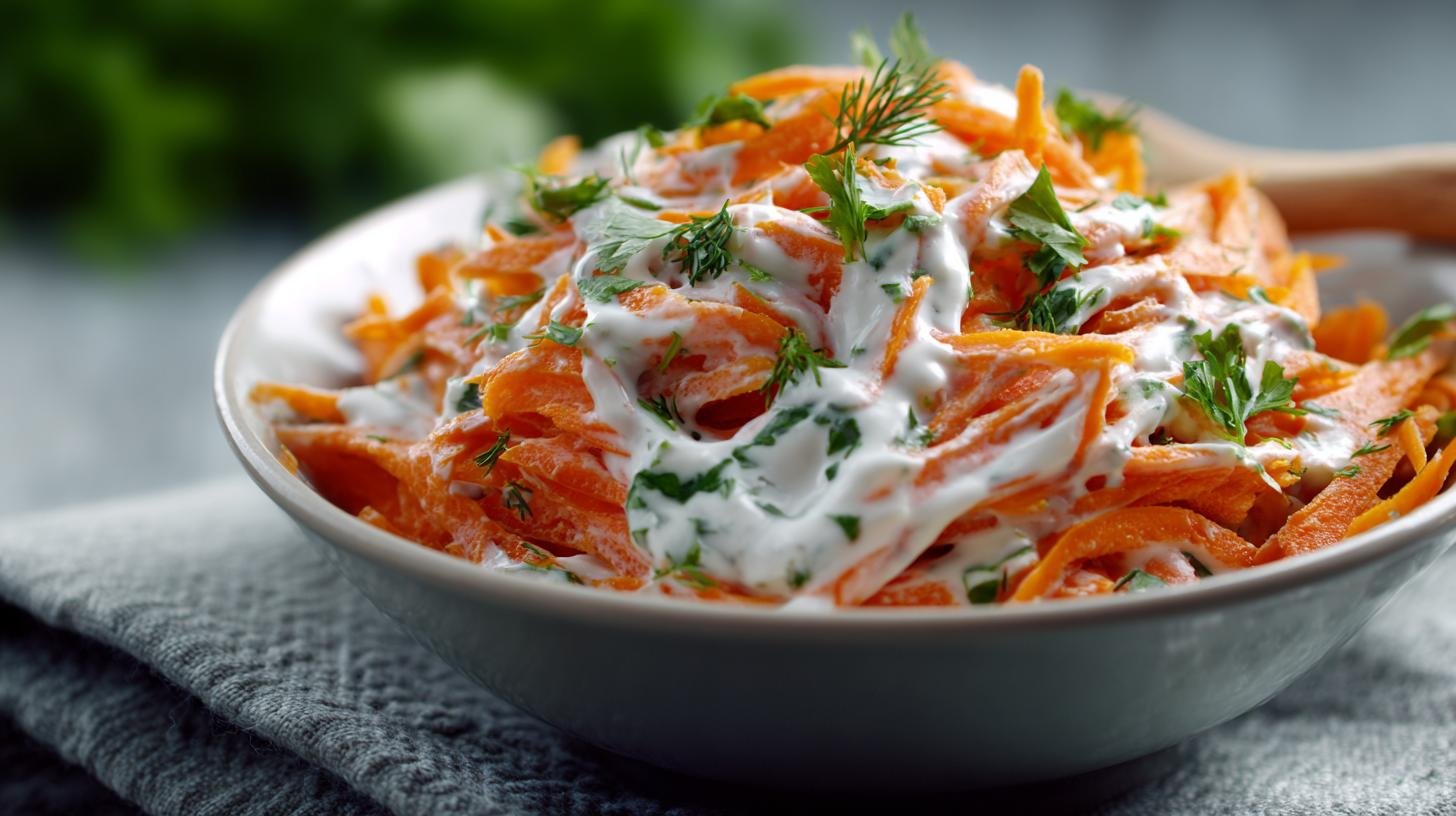 Insalata di carote con yogurt fresca e croccante