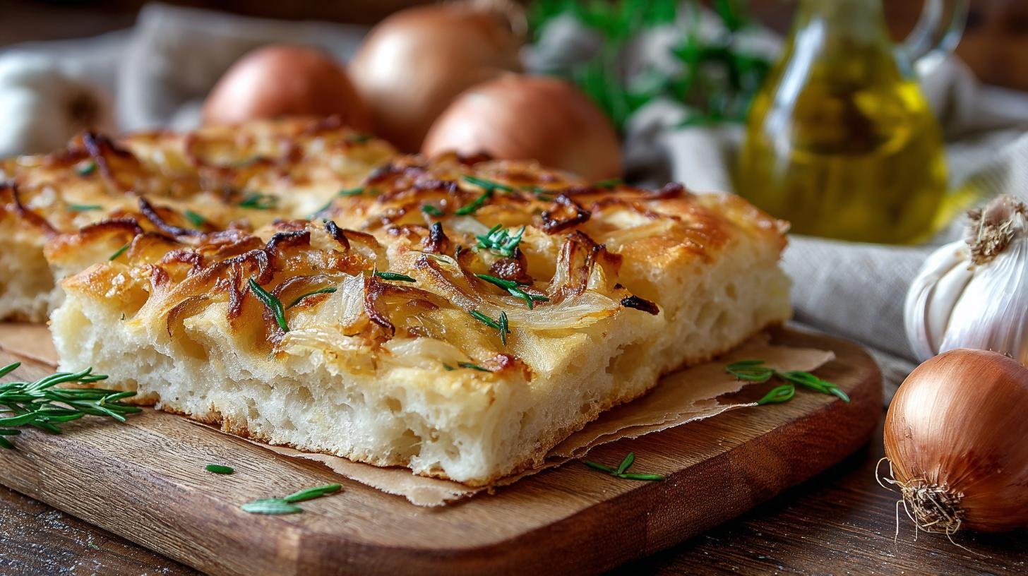 Focaccia morbida con cipolle e olio per principianti