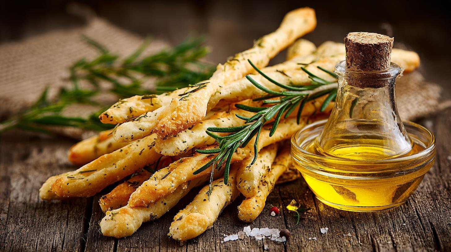 Grissini al rosmarino e olio croccanti in pochi minuti