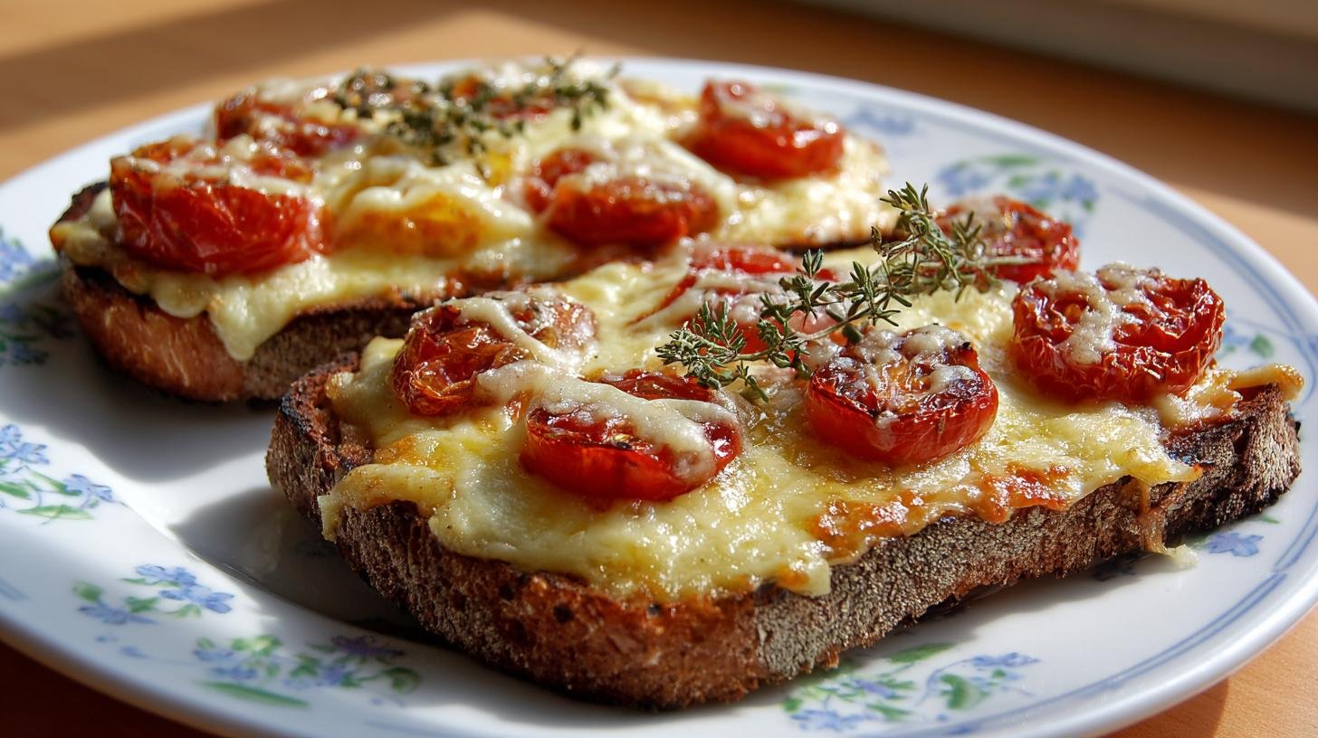 Crostini con pomodoro e formaggio caldi dal forno