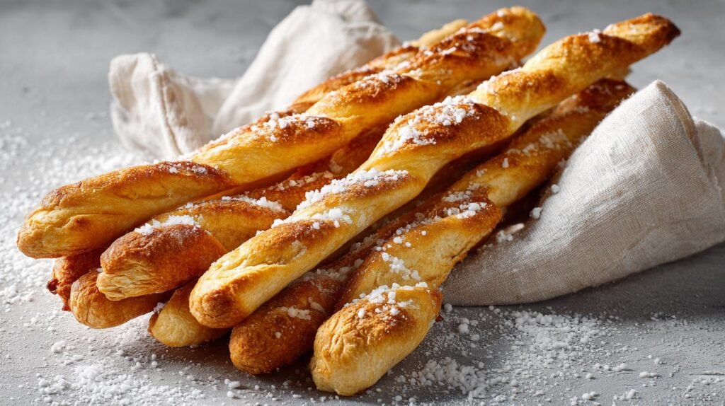 Grissini croccanti con farina bianca e sale fatti in casa