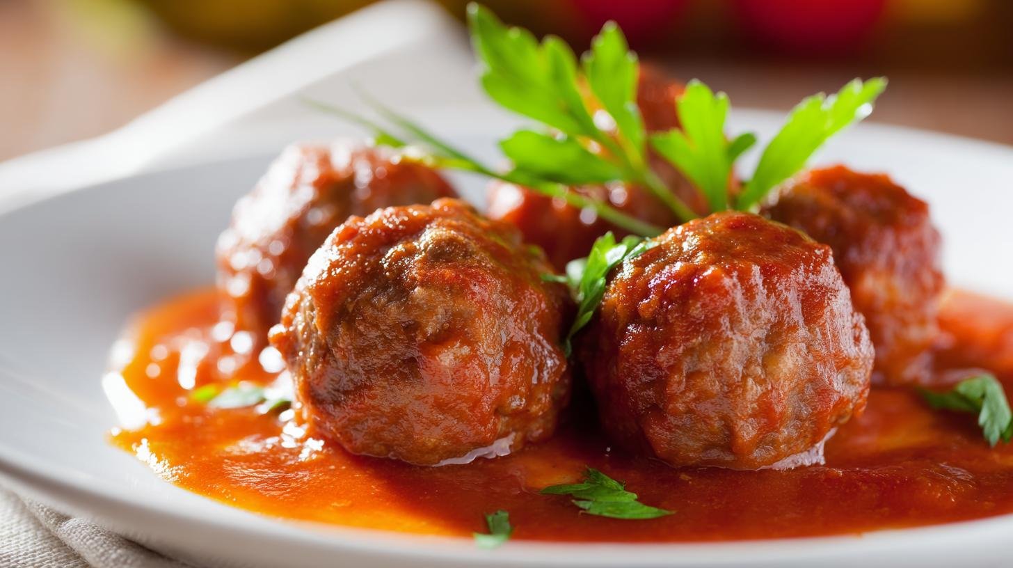 Polpette di carne con salsa di pomodoro morbide