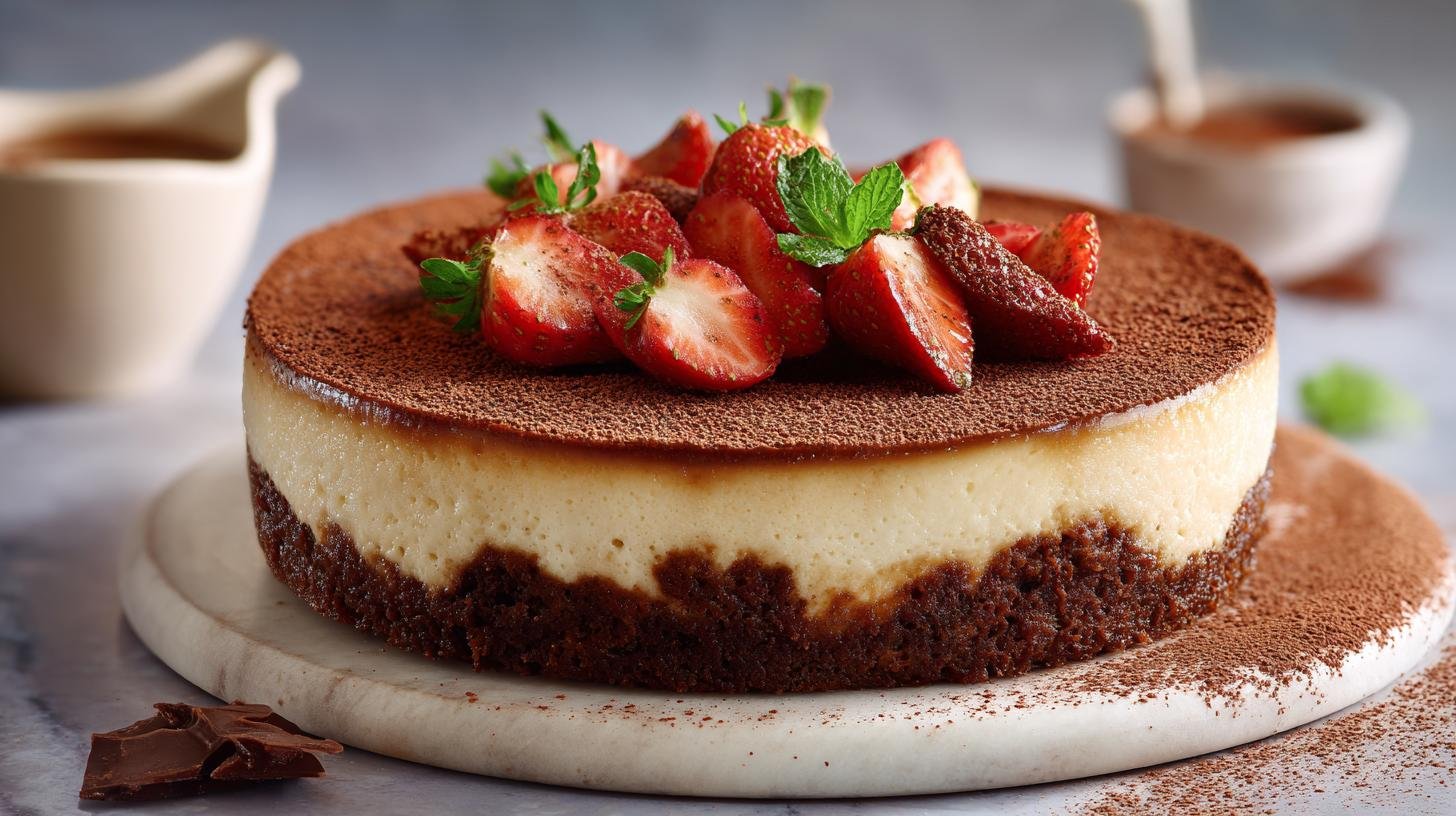 Cheesecake al forno con mascarpone e cacao cremosa