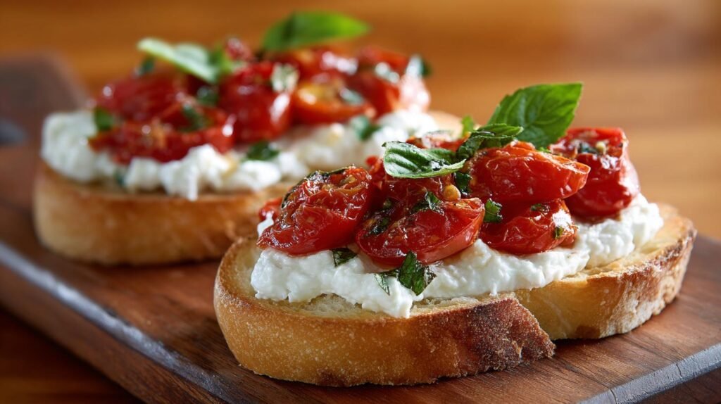 Bruschetta con ricotta e pomodoro morbida